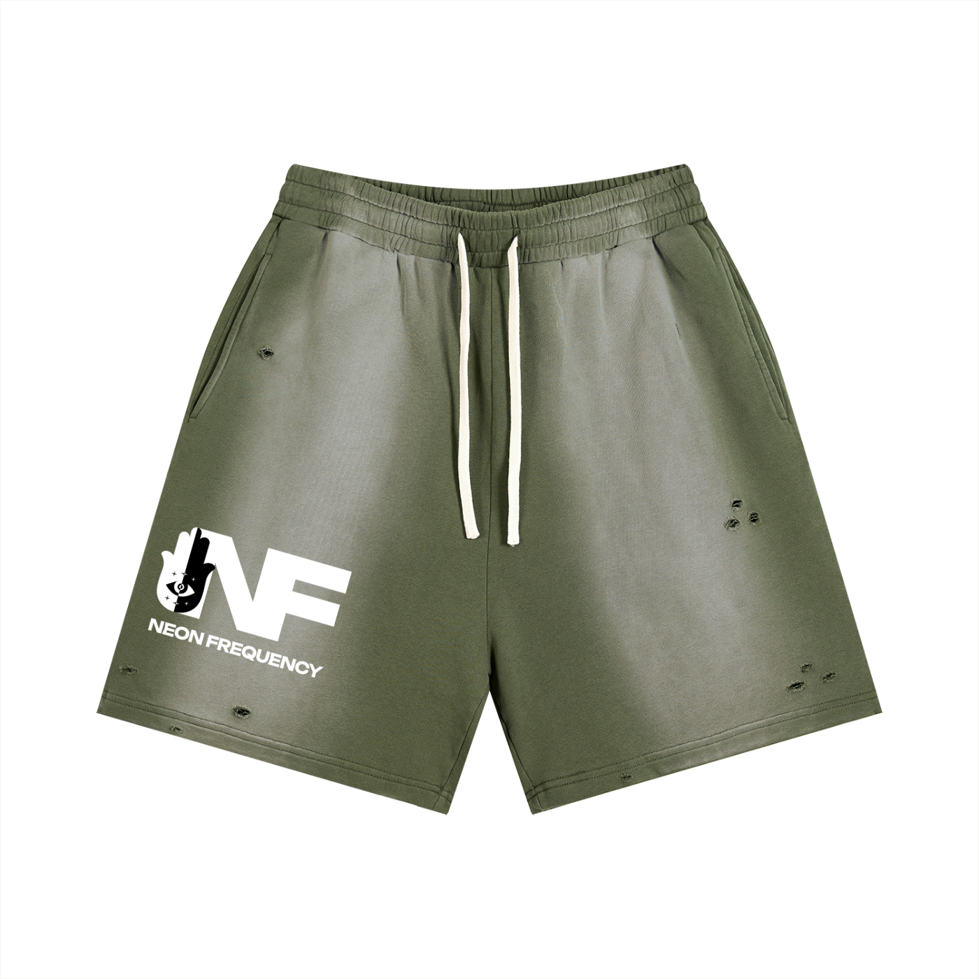 Angel Frequency Unisex Distressed Shorts