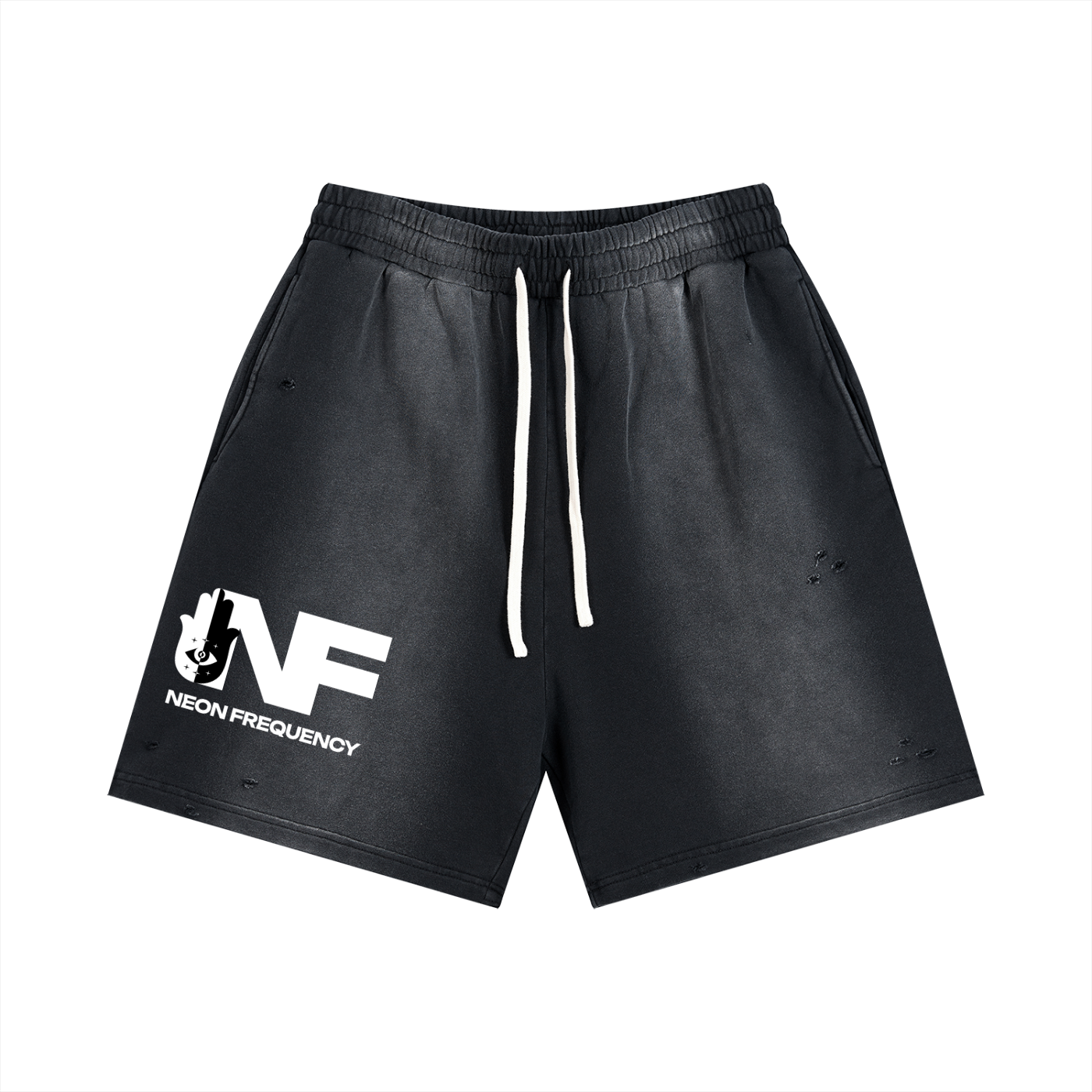 Angel Frequency Unisex Distressed Shorts
