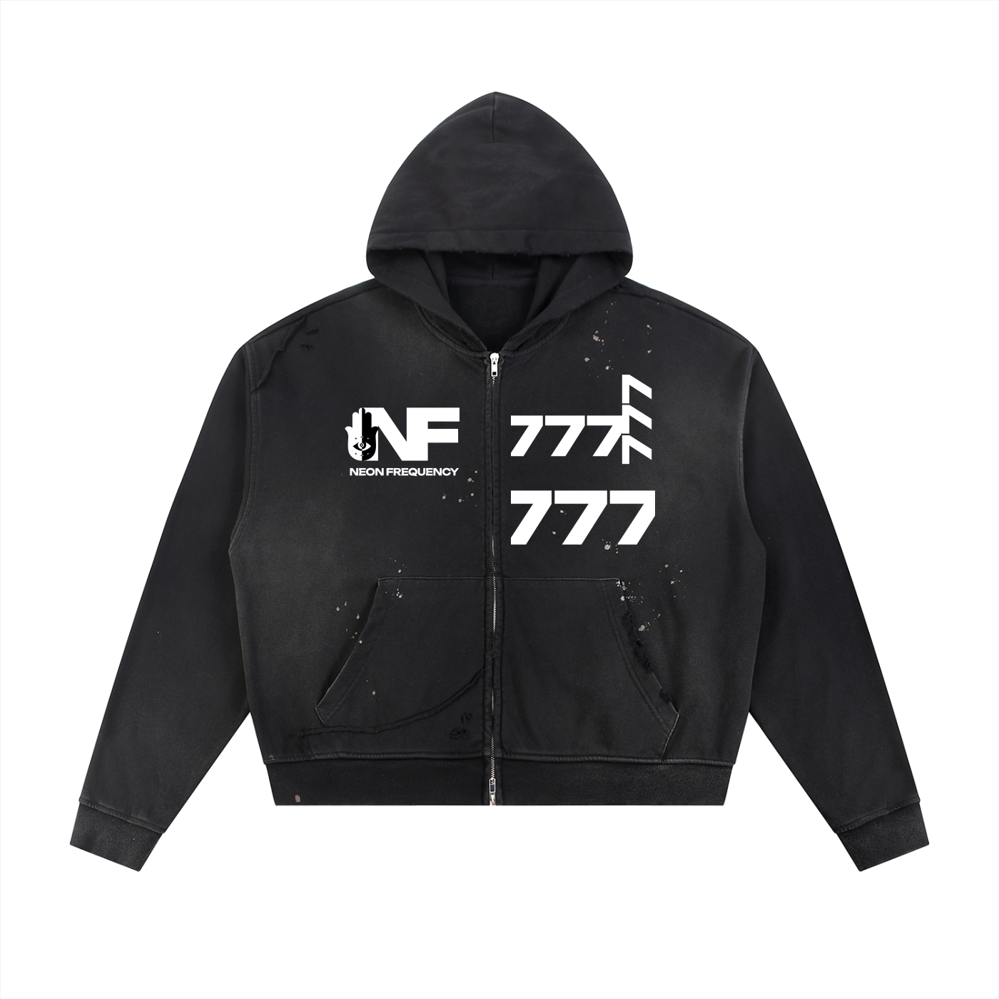 Sun Fade Angel Numbers Zip Hoodie