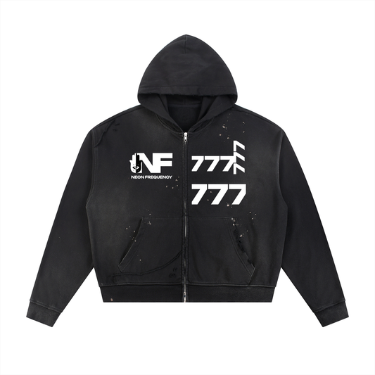 Sun Fade Angel Numbers Zip Hoodie
