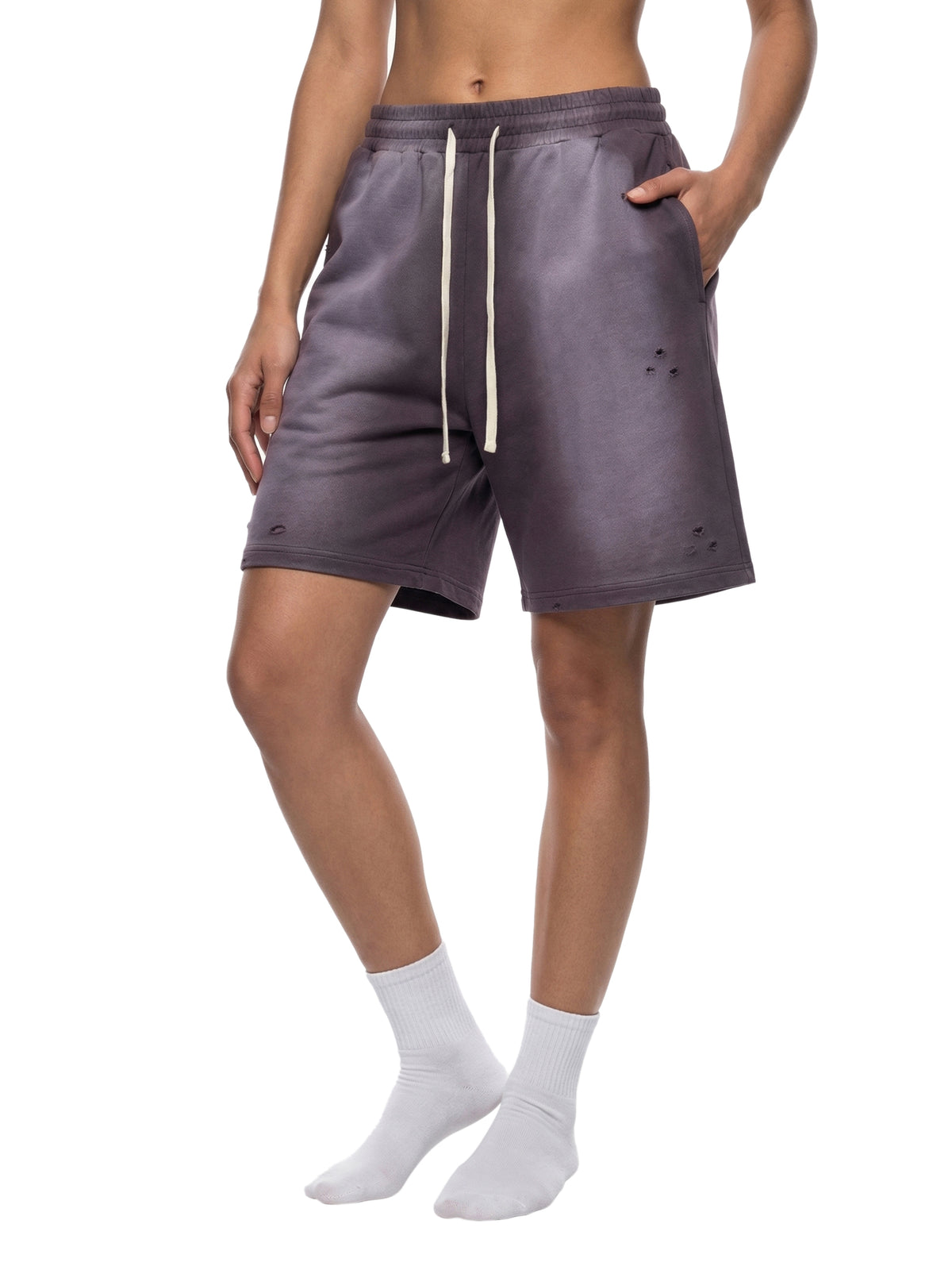 Angel Frequency Unisex Distressed Shorts